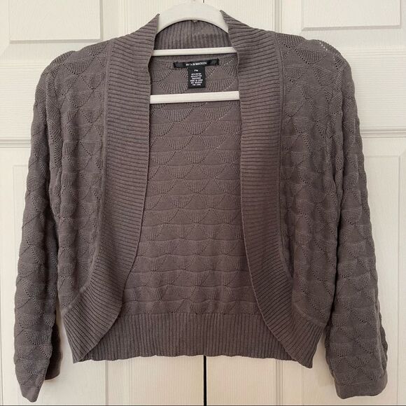 89 & Madison knit crop long sleeve cardigan, olive green, size M petite - Picture 4 of 8